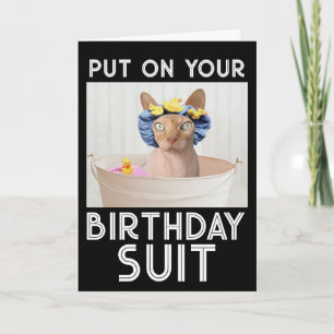BIRTHDAY KOSTYM SPHYNX HAIRLESS CAT FUNNY CARD KORT