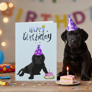 Birthday Labour Retriever Lab Black Puppy Kort