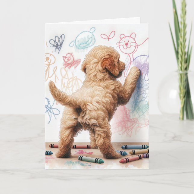 Birthday Labradoodle Hund Doödle Kort (Framsida)
