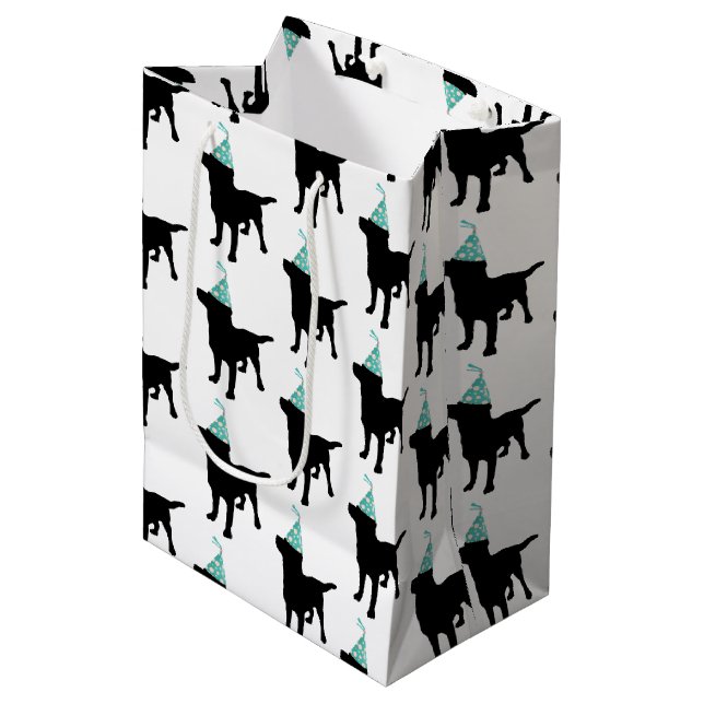 Birthday Labrador Black Hund i Party Hat (Framsidan Vinklad)