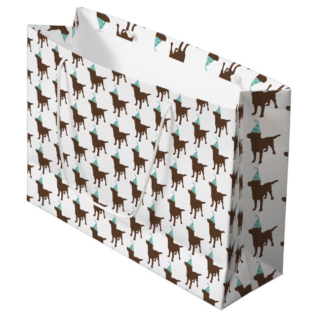 Birthday Labrador Chocolate Hund i Party Hat (Framsidan Vinklad)