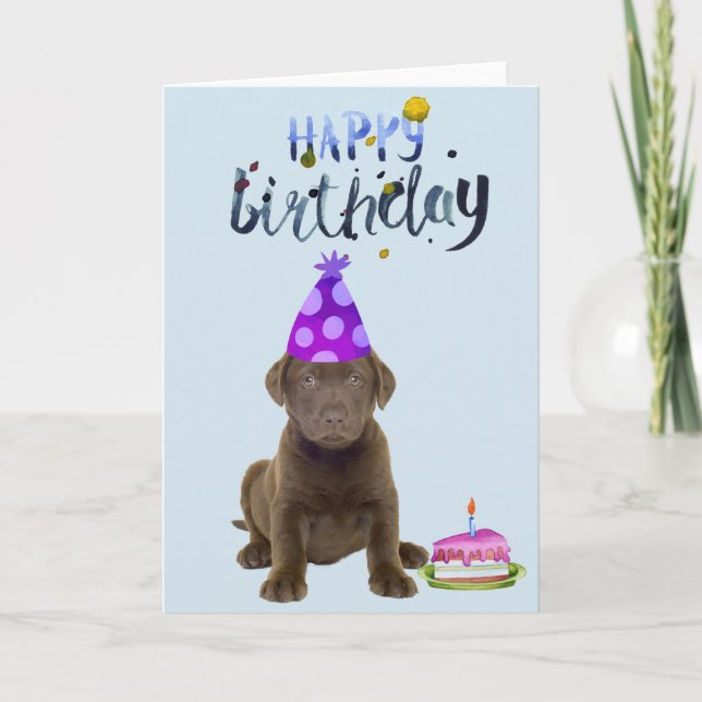 Birthday Labrador Retriever Lab Chocolate Puppy Kort (Framsida)