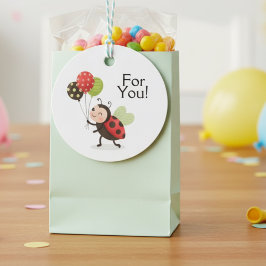 Birthday Ladybug Balloons Favor Tag Gåvor Etiketter
