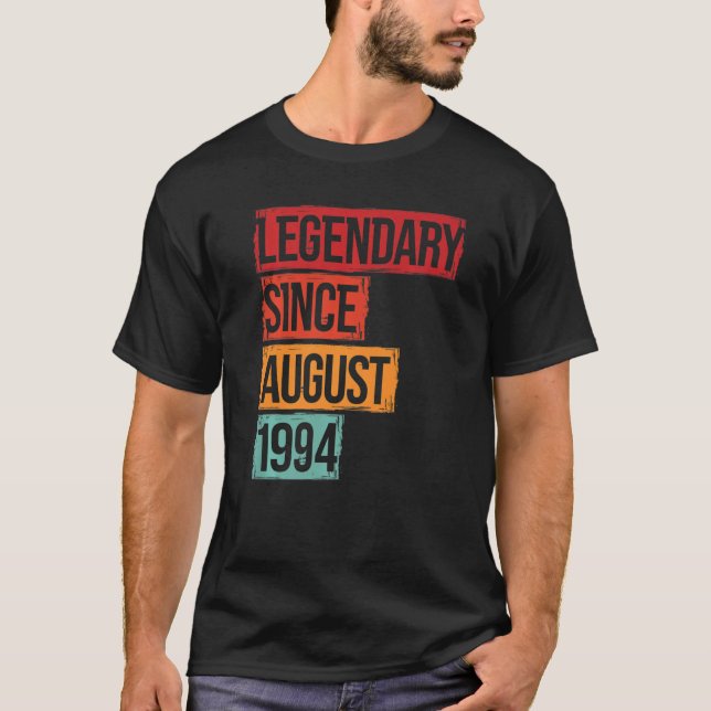Birthday Legendary Since August 1994 T Shirt (Framsida)