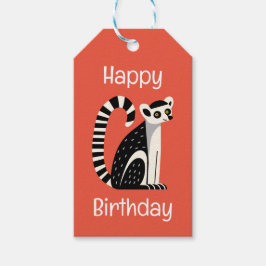 Birthday Lemur Presentetikett