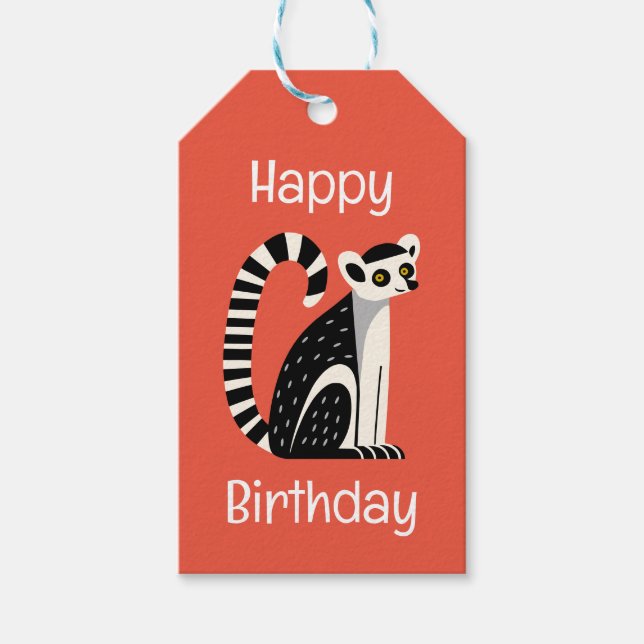 Birthday Lemur Presentetikett (Framsidan)
