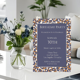 Birthday-Leopard Mönster-Blue och Brown- Inbjudningar