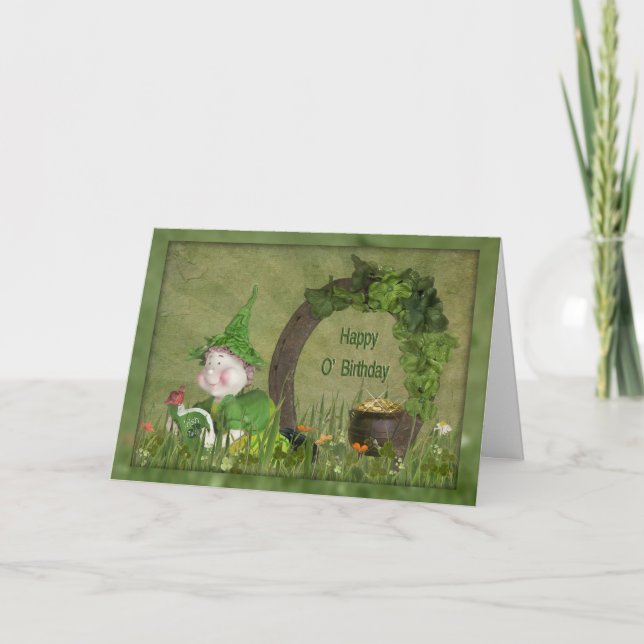 Birthday Leprechaun Kort (Framsida)