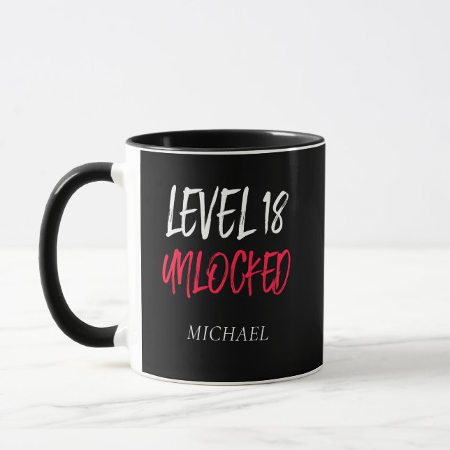 Birthday Level 18 Unlocked Black Combo Mug Mugg (Vänster)