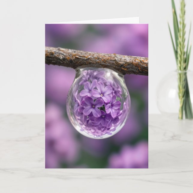 Birthday Lilac Blossom Reflected in Raindrop Kort (Framsida)