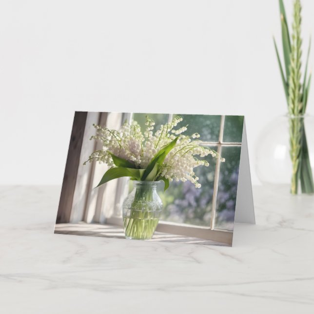 Birthday Lily of the Valley Bouquet Kort (Framsida)