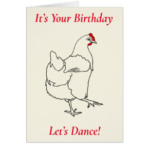 Birthday Line Dancing Chicken Funny Hen Teckning Hälsningskort