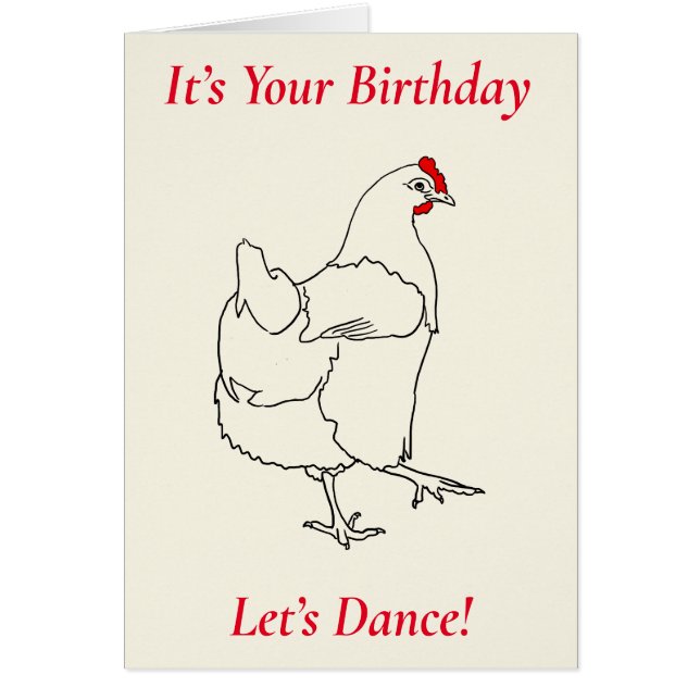 Birthday Line Dancing Chicken Funny Hen Teckning Hälsningskort (Framsidan)