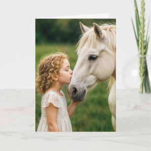 Birthday Little Girl Kissing Her Horse Kort