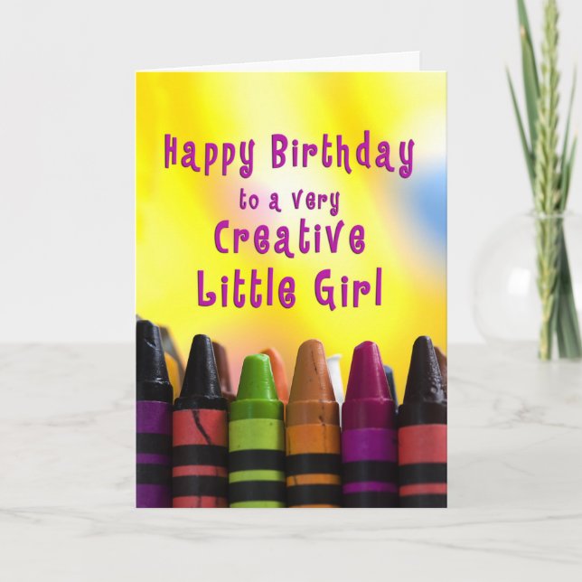 Birthday Little Girl Kreativ Kritor Kort (Framsida)