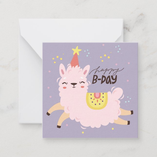 Birthday Llama Anteckningskort (Framsida)
