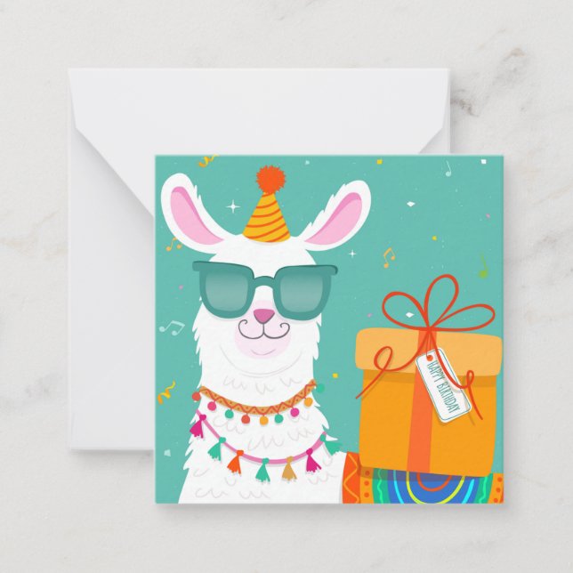 Birthday Llama Anteckningskort (Framsida)