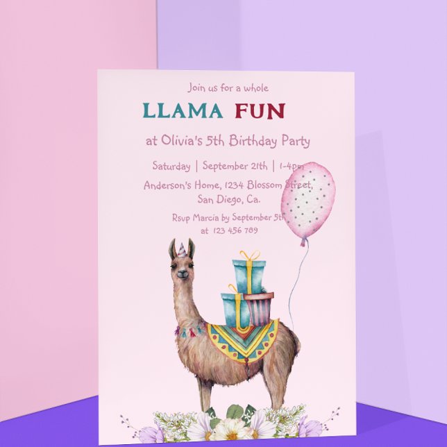 Birthday Llama Inbjudningar (Skapare uppladdad)