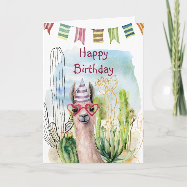 Birthday Llama Kort (Framsida)