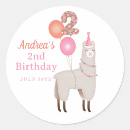 Birthday Llama Runt Klistermärke