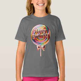 Birthday Lollipop med Guld Bow T Shirt