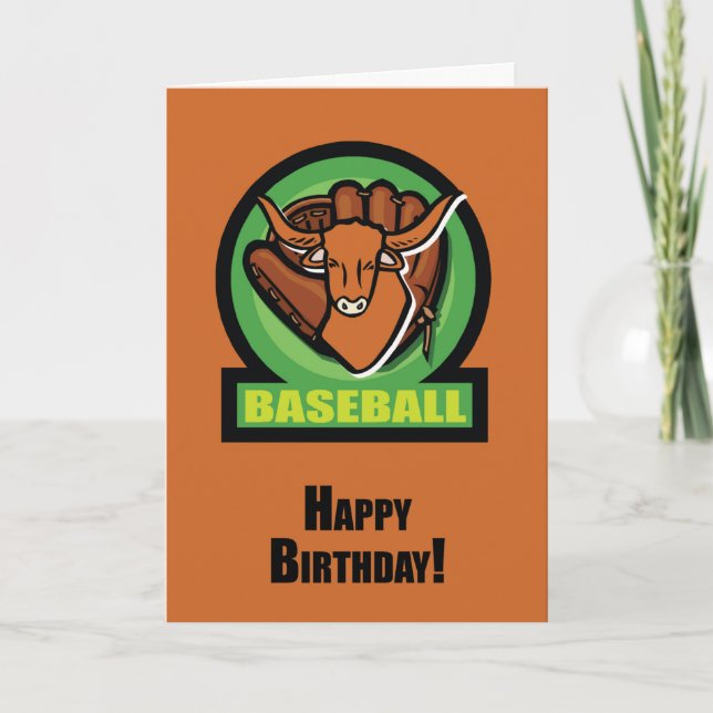 Birthday Longhorn Baseball Orange and Black Kort (Framsida)