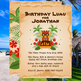 Birthday Luau Tropical Hawaiian Tiki Pub BBQ Party Inbjudningar