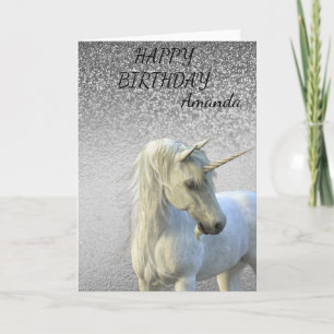 Birthday Magic Unicorn Glitter Personlig Kort