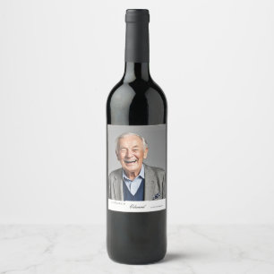 Birthday Male Snyggt Photo Elegant Memento Vinflaska Etikett