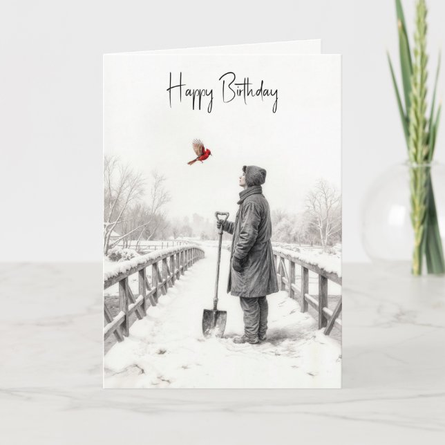 Birthday Man Watching a Cardinal Kort (Framsida)