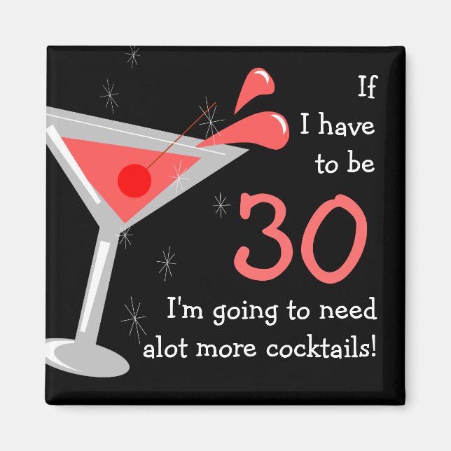 Birthday Martini Cocktail Funny Magnet (Framsidan)