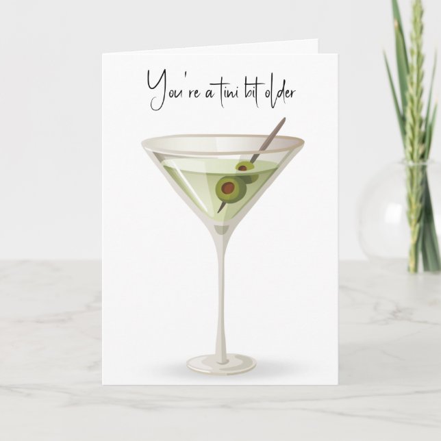 Birthday Martini On White Kort (Framsida)