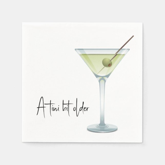 Birthday Martini On White Pappersservett (Framsidan)