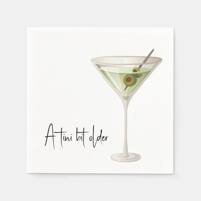 Birthday Martini On White Pappersservett (Framsidan)