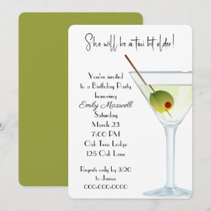 Birthday Martini Party On White Inbjudningar