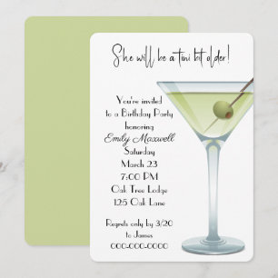 Birthday Martini Party On White Inbjudningar