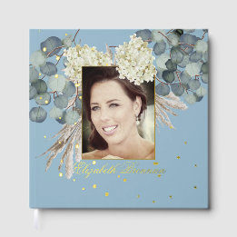 Birthday Milestone Photo Blommigt Blue Elegant