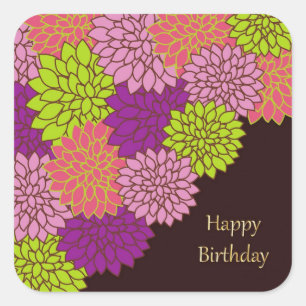 Birthday Morsa Sticker Fyrkantigt Klistermärke