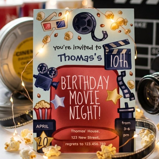 Birthday movie night Invitation Inbjudningar (Skapare uppladdad)