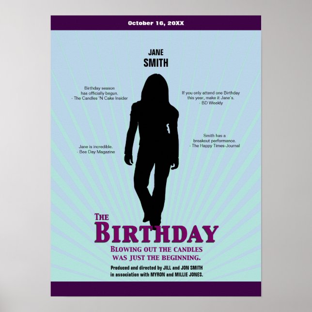 Birthday Movie Poster (flicka) (Framsidan)