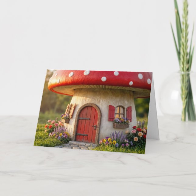 Birthday Mushroom Cottage  Kort (Framsida)