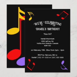 Birthday Music Notes Invitation Inbjudningar
