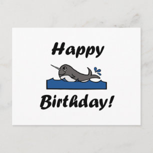Birthday Narwhal Vykort