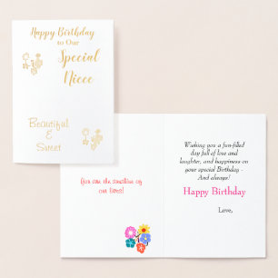 Birthday Niece Flowers Folierat Kort