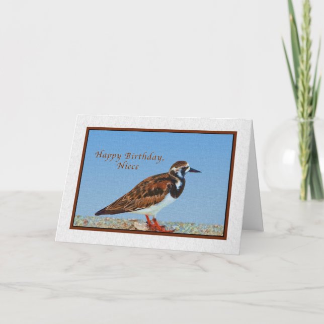Birthday, Niece, Ruddy Turnstone Bird Kort (Framsida)