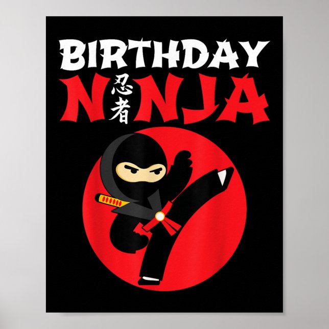 Birthday Ninja - Kids Ninja Birthday Party - Birth Poster (Framsidan)