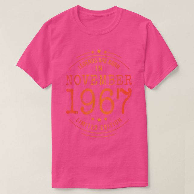 Birthday November 1967 Year Limited Edition Used L T Shirt (Design framsida)