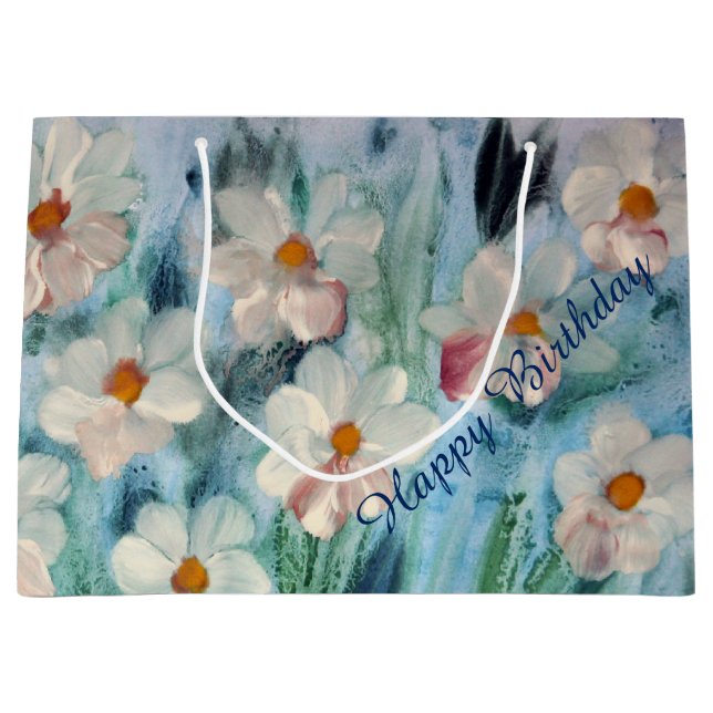 Birthday Önskemål Large Blommigt Gift Bag (Framsidan)