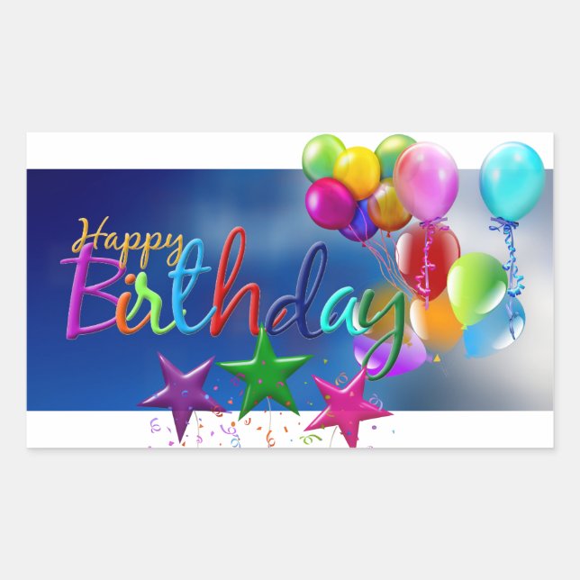 BIRTHDAY OVAL STICKER REKTANGULÄRT KLISTERMÄRKE (Framsida)