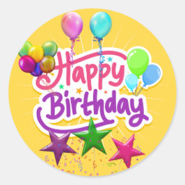 BIRTHDAY OVAL STICKER RUNT KLISTERMÄRKE